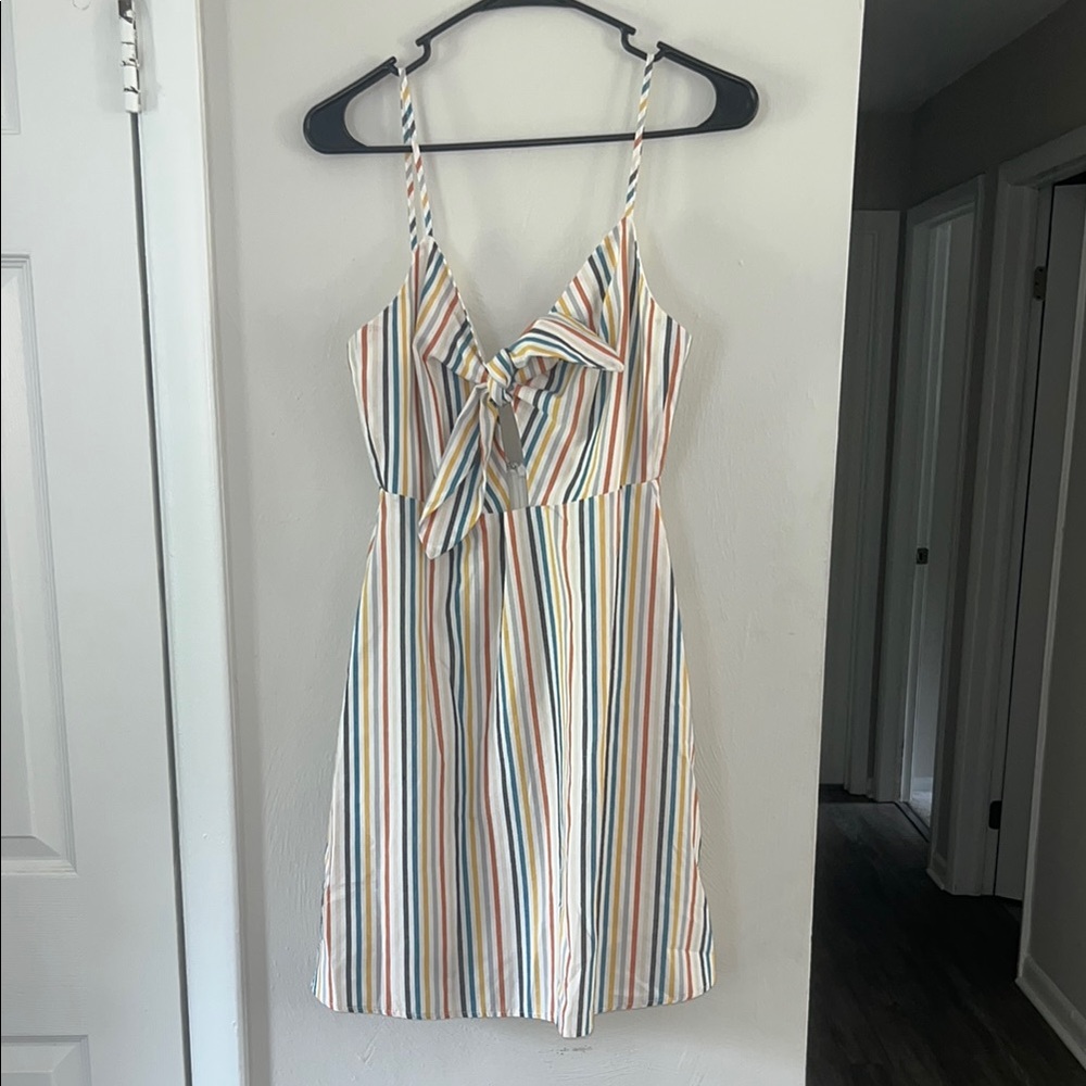 Altared State Striped Multicolor Dress with Bow Detail